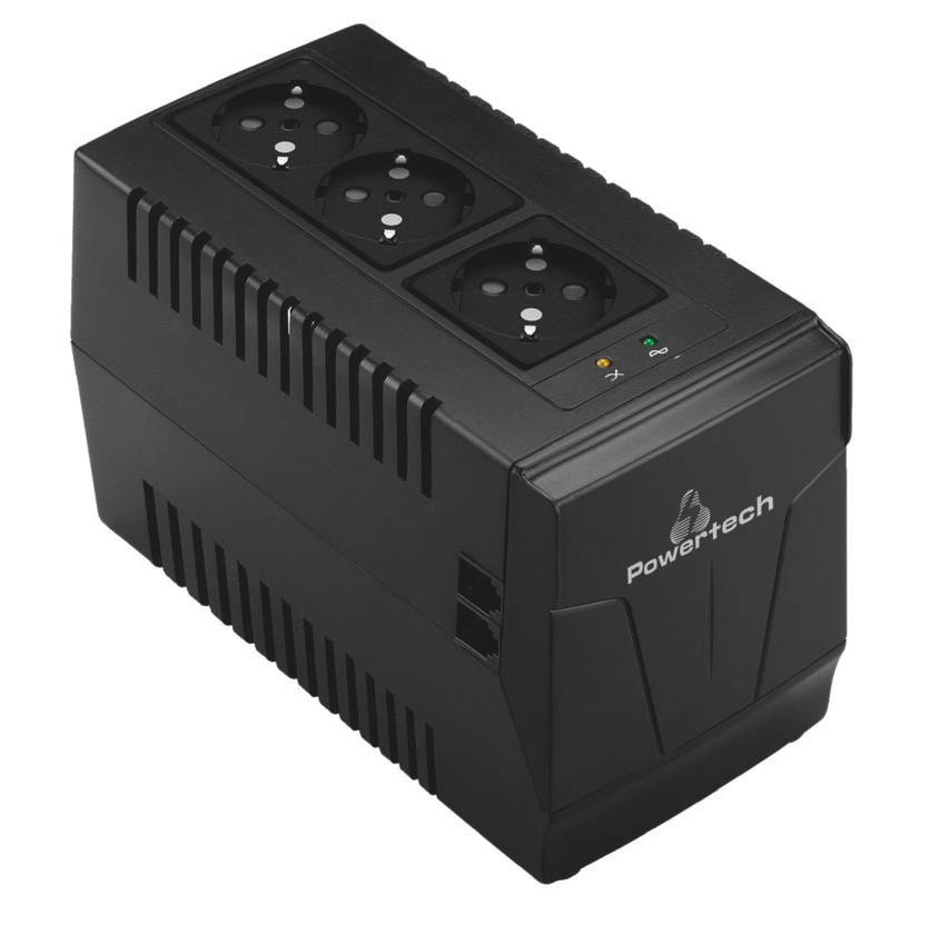POWERTECH σταθεροποιητής ρεύματος PT-AVR-1500, 1500VA, 3x έξοδοι πρίζας 1 POWERTECH σταθεροποιητής ρεύματος PT-AVR-1500