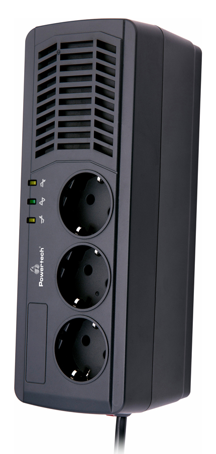 POWERTECH σταθεροποιητής ρεύματος PT-AVR1000I, 1000VA/500W, 3x schuko 1 POWERTECH σταθεροποιητής ρεύματος PT-AVR1000I