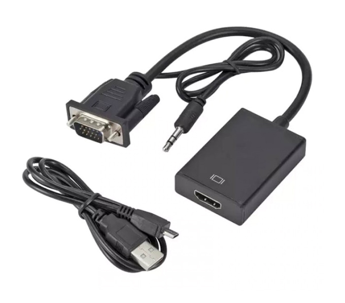 POWERTECH αντάπτορας VGA & 3.5mm σε HDMI PTH-078, μαύρος 1 POWERTECH αντάπτορας VGA & 3.5mm σε HDMI PTH-078