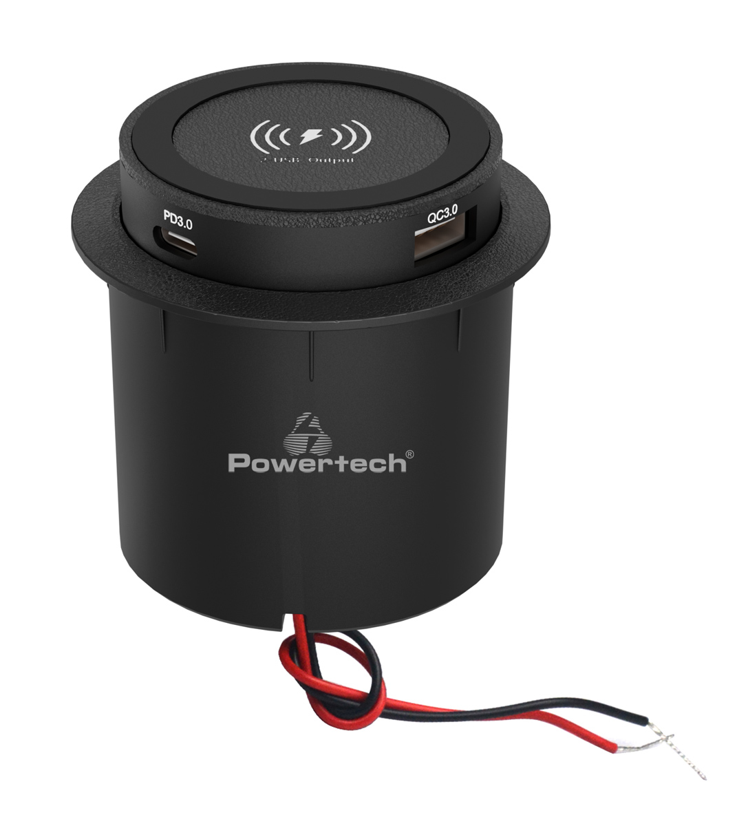 POWERTECH ασύρματος φορτιστής PTL-025 με USB & USB-C θύρες, 15W/30W, μαύρος 1 POWERTECH ασύρματος φορτιστής PTL-025 με USB & USB-C θύρες