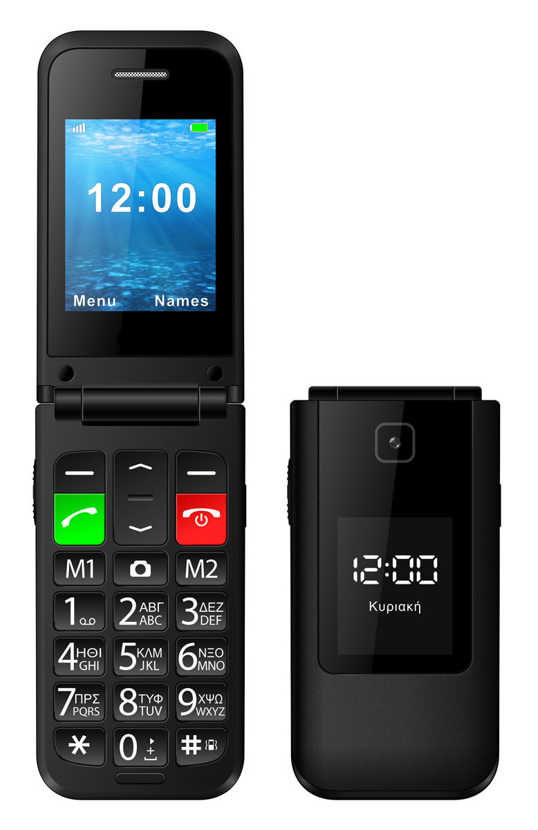 POWERTECH κινητό τηλέφωνο Sentry Dual II V2, 2 οθόνες, dual SIM, πλήκτρο SOS, μαύρο 1 POWERTECH κινητό τηλέφωνο Sentry Dual II V2