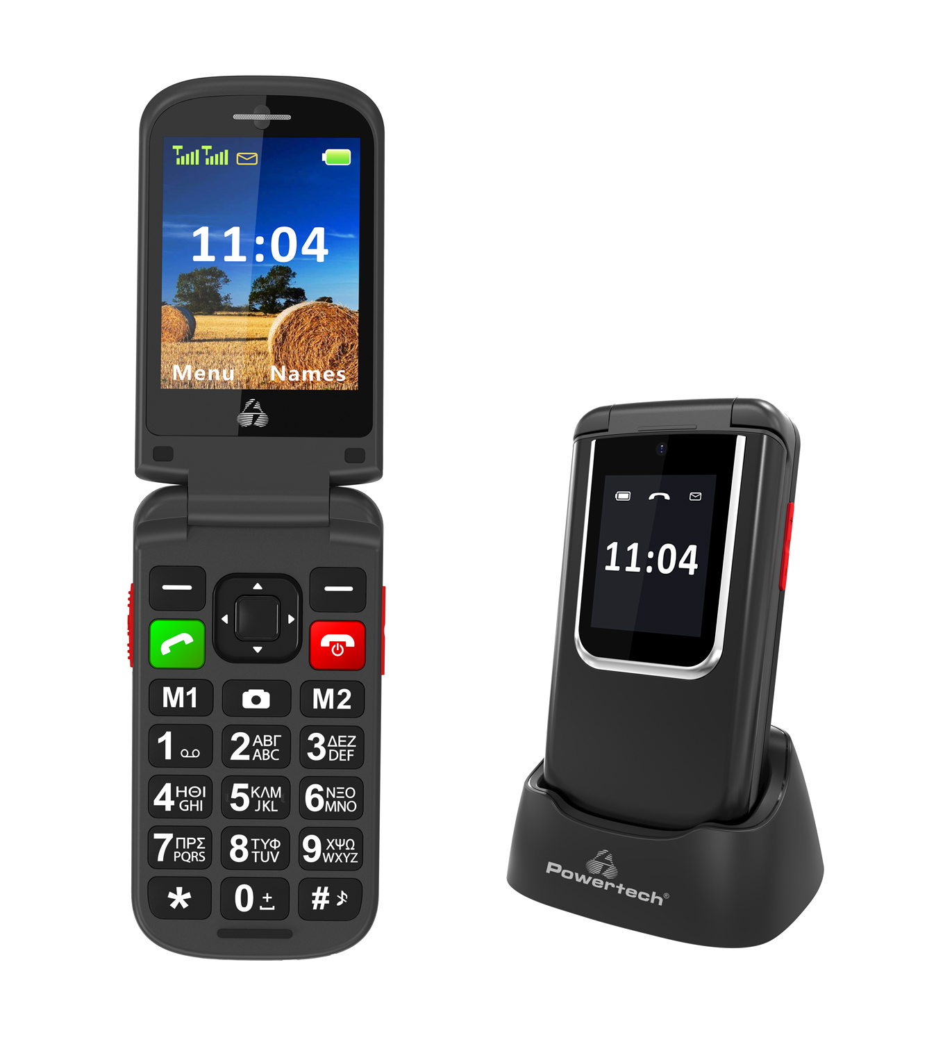 POWERTECH κινητό τηλέφωνο Sentry 4G Flip, 2.8/1.77", dual SIM, πλήκτρο SOS, μαύρο 1 POWERTECH κινητό τηλέφωνο Sentry 4G Flip
