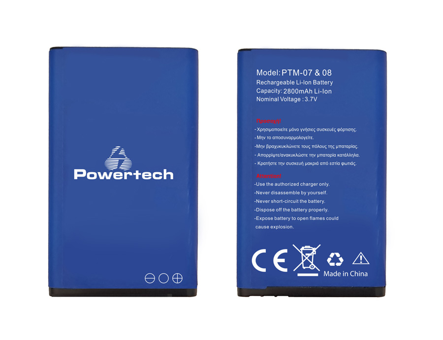 POWERTECH Μπαταρία αντικατάστασης για τα κινητά PTM-07 & 08, 2800mAh 1 POWERTECH Μπαταρία αντικατάστασης για τα κινητά PTM-07 & 08
