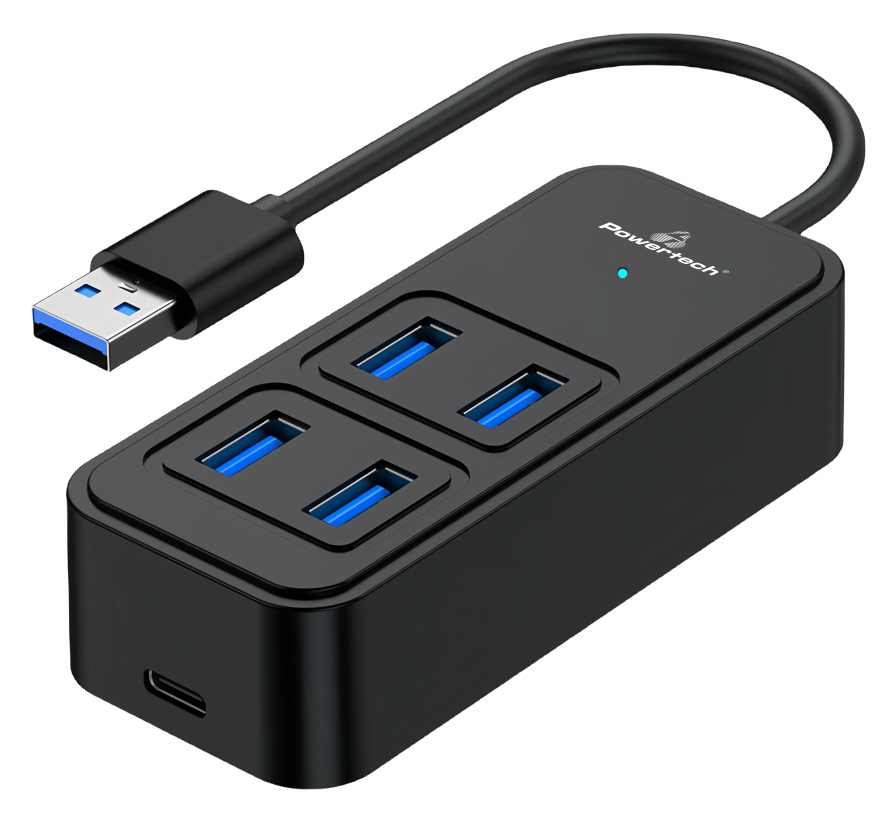 POWERTECH USB 3.2 hub PTR-0153, 4x θυρών, 5Gbps, USB σύνδεση, μαύρο 1 POWERTECH USB 3.2 hub PTR-0153