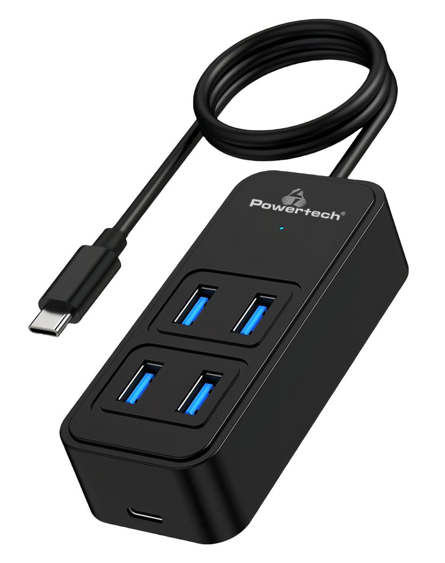 POWERTECH USB 3.2 hub PTR-0156 4x θυρών, 5Gbps, USB-C σύνδεση, 1m, μαύρο 1 POWERTECH USB 3.2 hub PTR-0156 4x θυρών