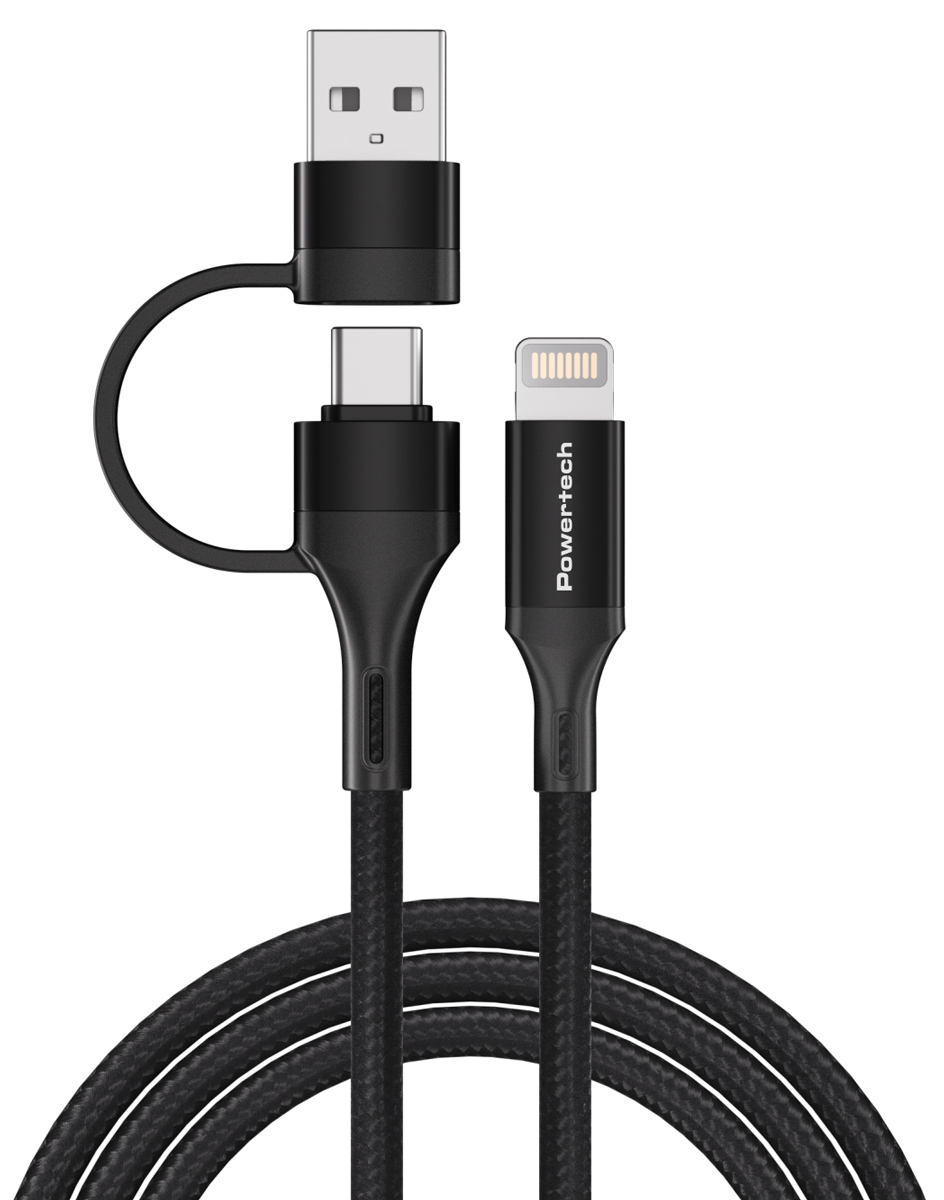 POWERTECH καλώδιο USB & USB-C σε Lightning PTR-0159, PD 27W, copper, 1.5m, μαύρο 1 POWERTECH καλώδιο USB & USB-C σε Lightning PTR-0159