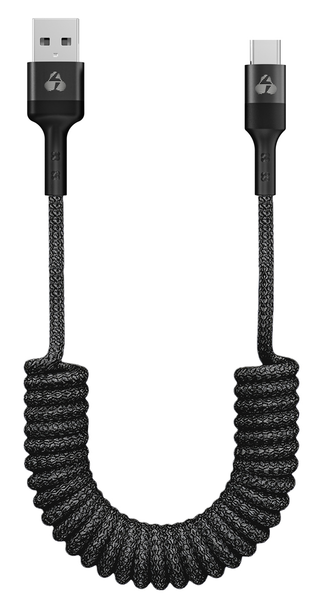 POWERTECH καλώδιο USB-C σε USB PTR-0197 με spiral καλώδιο, PD 60W, 480Mbps, 1m, μαύρο 1 POWERTECH καλώδιο USB-C σε USB PTR-0197 με spiral καλώδιο