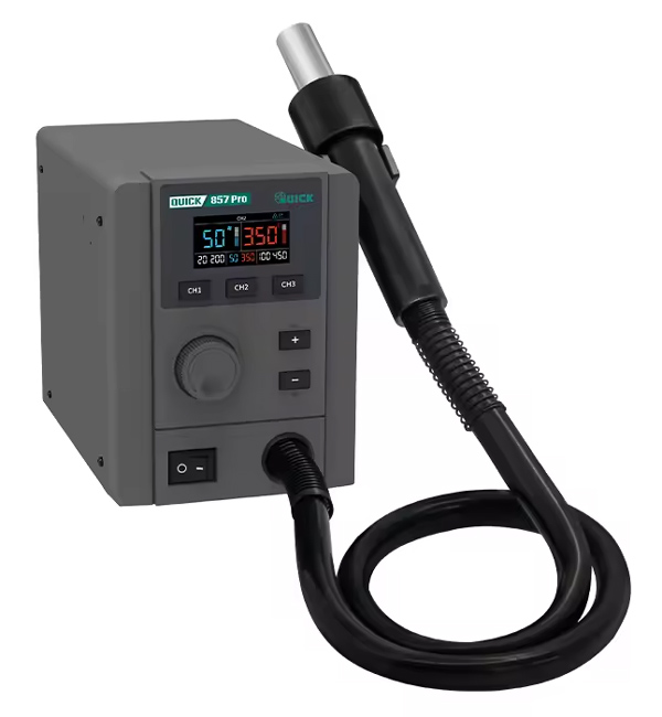 QUICK σταθμός θερμού αέρα QUICK857 Pro με air gun, 580W, 100-500 °C 1 QUICK σταθμός θερμού αέρα QUICK857 Pro με air gun