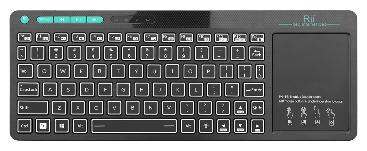 RIITEK ασύρματο πληκτρολόγιο Mini K18S με touchpad, RGB backlit, 2.4GHz & Bluetooth 1 RIITEK ασύρματο πληκτρολόγιο Mini K18S με touchpad