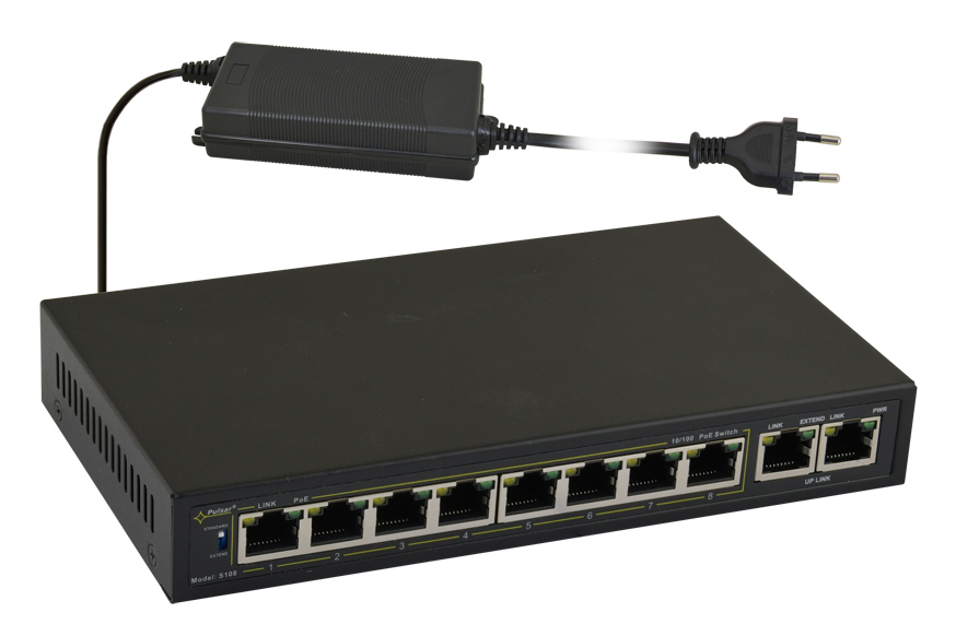 PULSAR PoE Ethernet Switch S108-90W, 10x ports 10/100Mb/s 1 PULSAR PoE Ethernet Switch S108-90W
