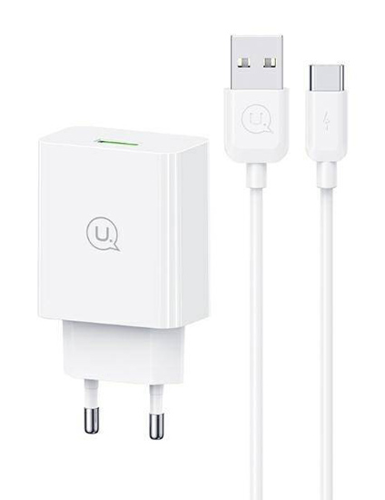 USAMS φορτιστής τοίχου SCXLTZ02 με καλώδιο USB-C, USB, 18W, λευκός 1 USAMS φορτιστής τοίχου SCXLTZ02 με καλώδιο USB-C