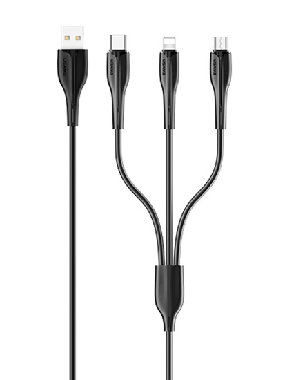 USAMS καλώδιο USB σε USB-C/Lightning/Micro USB US-SJ374, 10W, 1m, μαύρο 1 USAMS καλώδιο USB σε USB-C/Lightning/Micro USB US-SJ374