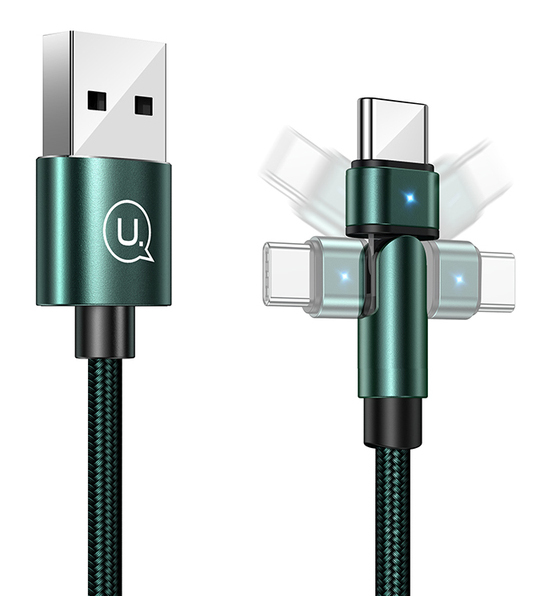 USAMS καλώδιο USB-C σε USB SJ477, περιστρεφόμενο βύσμα, 2A, 1m, πράσινο 1 USAMS καλώδιο USB-C σε USB SJ477