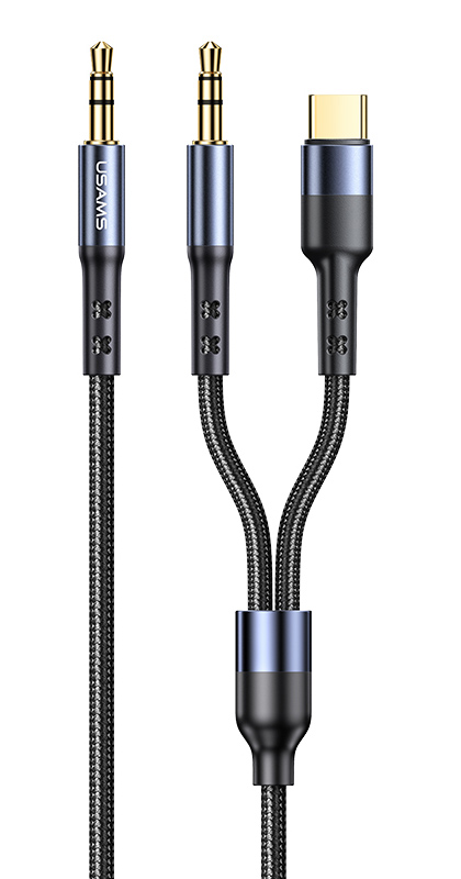 USAMS καλώδιο ήχου 3.5mm σε USB-C & 3.5mm US-SJ555, 1.2m, μαύρο 1 USAMS καλώδιο ήχου 3.5mm σε USB-C & 3.5mm US-SJ555