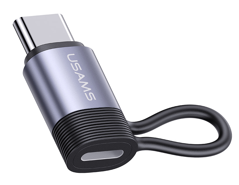 USAMS αντάπτορας USB-C σε Lightning US-SJ677, 30W, 480Mbps, γκρι 1 USAMS αντάπτορας USB-C σε Lightning US-SJ677