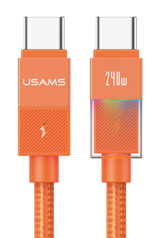 USAMS καλώδιο USB-C SJ775, 240W, 480Mbps, 1.2m, πορτοκαλί 1 USAMS καλώδιο USB-C SJ775