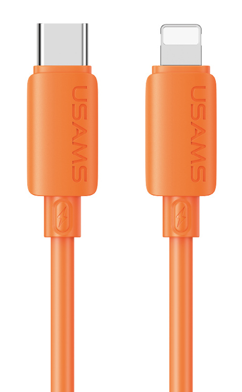 USAMS καλώδιο Lightning σε USB-C SJ788, σιλικόνης, 30W, 480Mbps, 1m, πορτοκαλί 1 USAMS καλώδιο Lightning σε USB-C SJ788