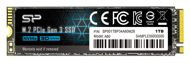SILICON POWER SSD PCIe Gen3x4 P34A60 M.2 2280, 1TB, 2.200-1.600MB/s 1 SILICON POWER SSD PCIe Gen3x4 P34A60 M.2 2280