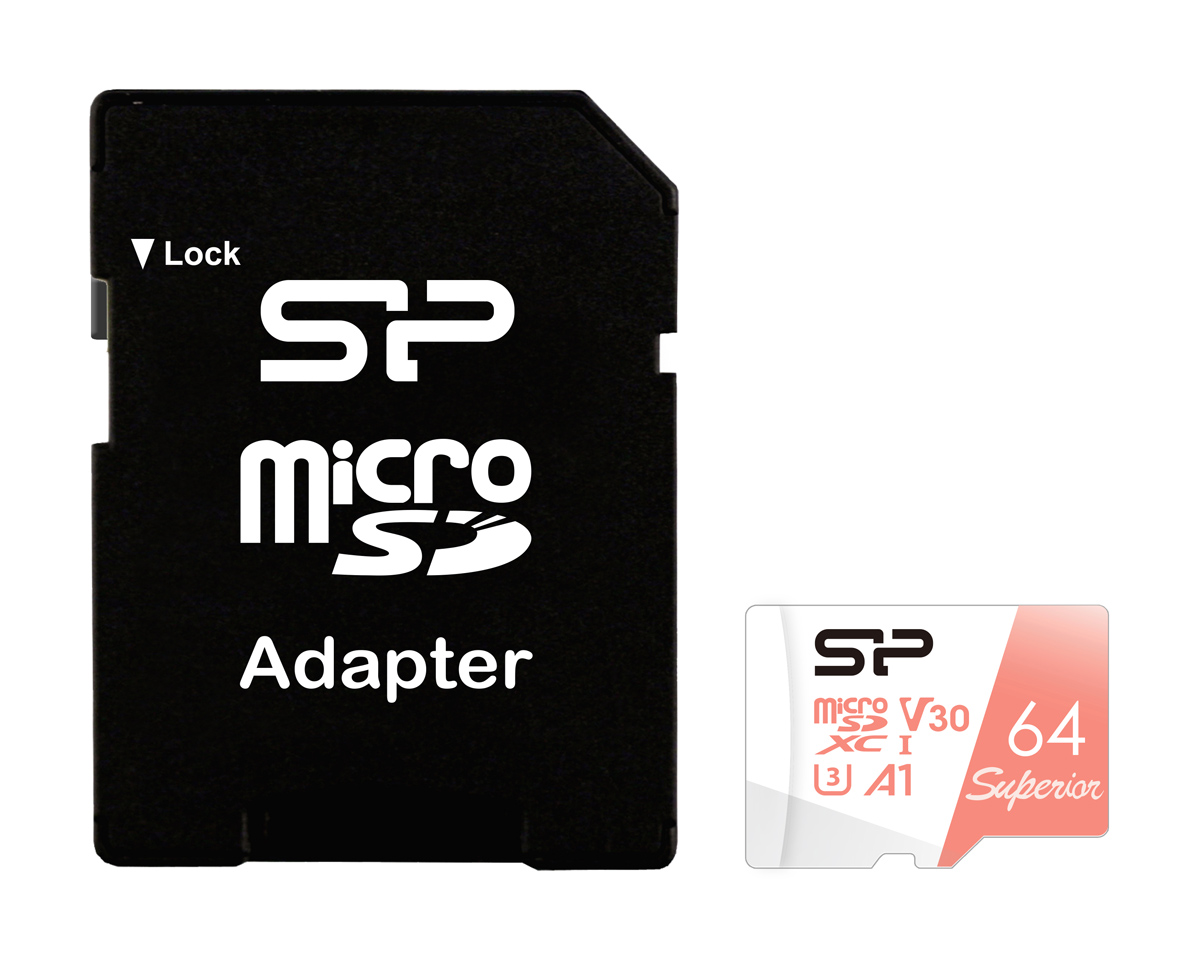 SILICON POWER κάρτα μνήμης microSDXC Superior, 64GB, C10 UHS-I U3 A1 V30 1 SILICON POWER κάρτα μνήμης microSDXC Superior