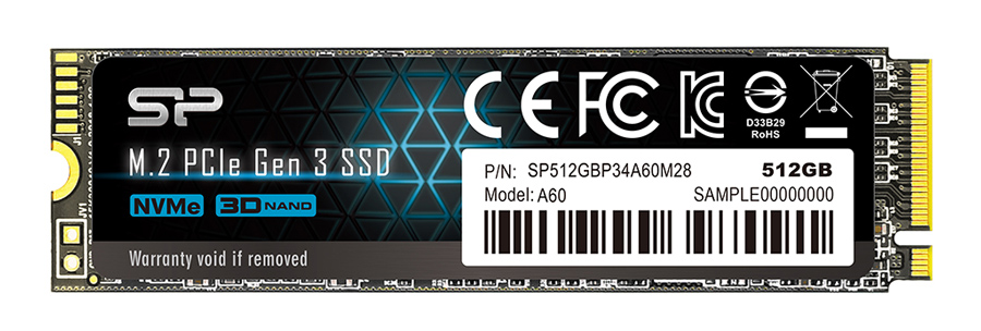 SILICON POWER SSD PCIe Gen3x4 P34A60 M.2 2280, 512GB, 2.200-1.600MB/s 1 SILICON POWER SSD PCIe Gen3x4 P34A60 M.2 2280