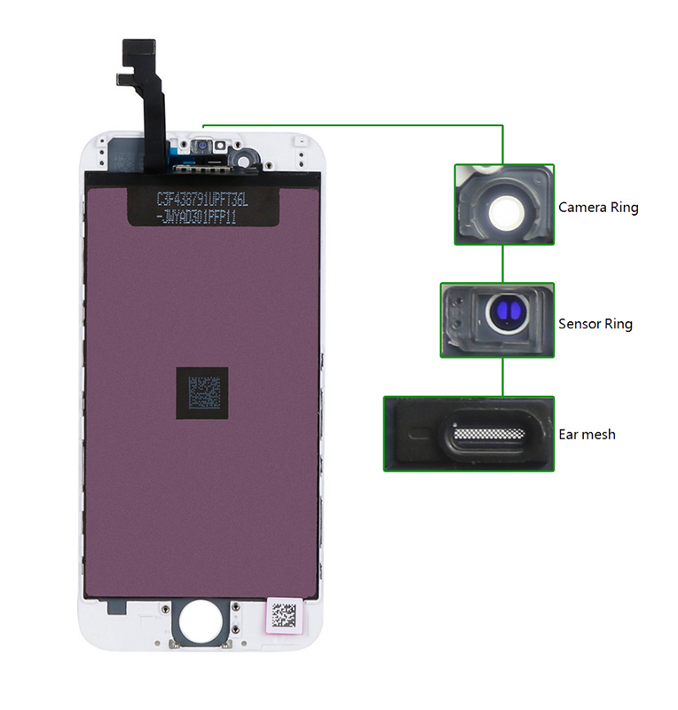 TIANMA High Copy LCD για iPhone 6G, Camera-Sensor ring, ear mesh, White 1 TIANMA High Copy LCD για iPhone 6G