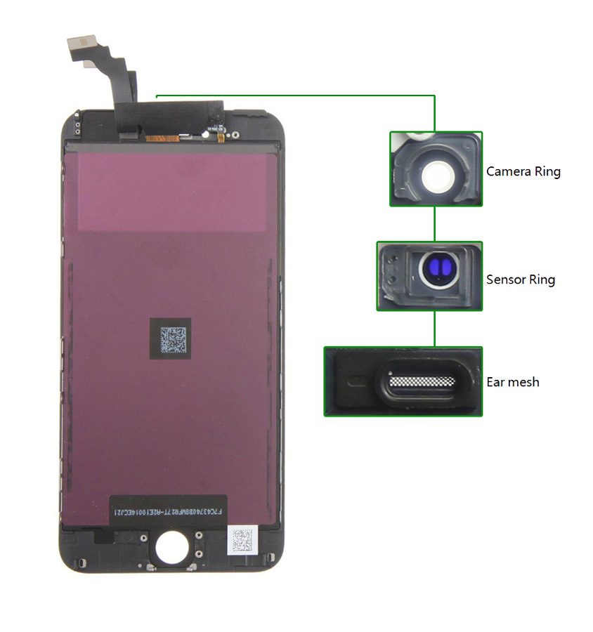TIANMA High Copy LCD iPhone 6G Plus, Camera-Sensor ring, ear mesh, Black 1 TIANMA High Copy LCD iPhone 6G Plus