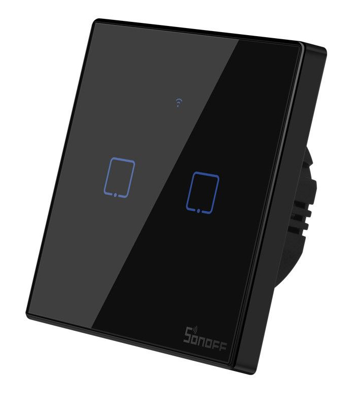 SONOFF smart διακόπτης ΤΧ-T3EU2C, αφής, Wi-Fi, διπλός, μαύρος 1 SONOFF smart διακόπτης ΤΧ-T3EU2C