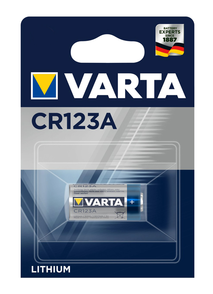 VARTA μπαταρία λιθίου CR123A, 3V, 1τμχ 1 VARTA μπαταρία λιθίου CR123A