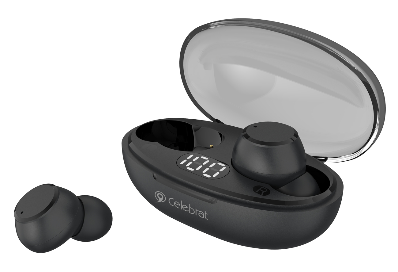 CELEBRAT earphones με θήκη φόρτισης TWS-W32, True Wireless, Φ8mm, μαύρα 1 CELEBRAT earphones με θήκη φόρτισης TWS-W32