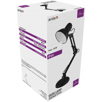Avide Basic Φωτιστικό Γραφείου Vintage Μαύρο Max 60W 2 Avide Basic Φωτιστικό Γραφείου Vintage Μαύρο Max 60W - Image 2