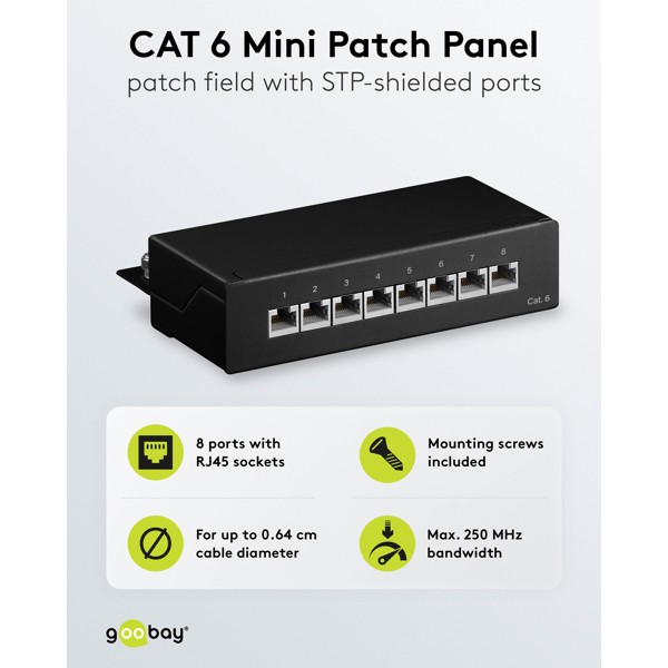Goobay CAT 6 Patch Panel 8 Θυρών Mini/Desktop 96105 Μαύρο 2 Goobay CAT 6 Patch Panel 8 Θυρών Mini/Desktop 96105 Μαύρο - Image 2