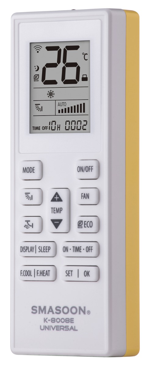 SMASOON K-8008E Universal Τηλεχειριστήριο Κλιματισμού Κίτρινο 1 SMASOON K-8008E Universal Τηλεχειριστήριο Κλιματισμού Κίτρινο
