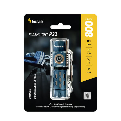Technik P22 Φακός Χειρός LED Επαναφορτιζόμενος USB Type-C 800 lm 1 Technik P22 Φακός Χειρός LED Επαναφορτιζόμενος USB Type-C 800 lm