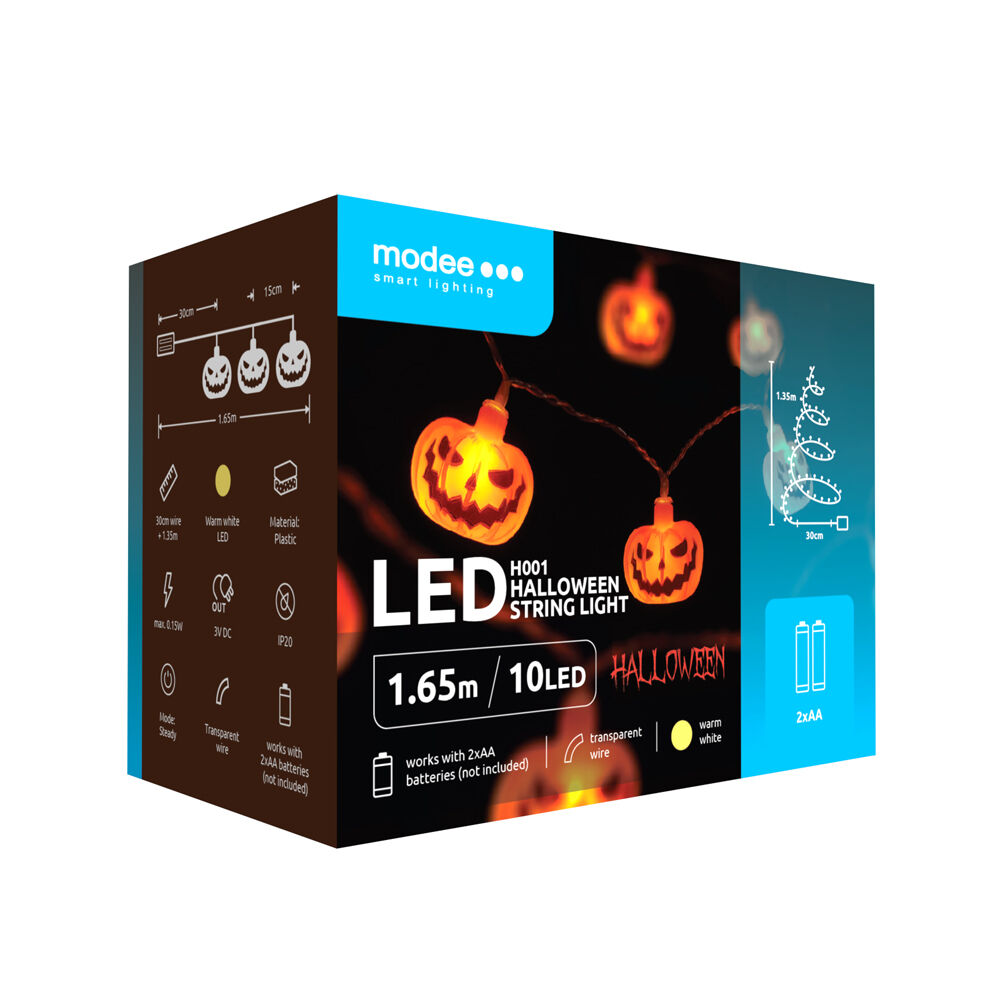 Διακοσμητική γιρλάντα LED Modee για το Halloween με φαναράκια-κολοκύθες (165cm / απόσταση 15cm) – Θερμό λευκό φως 1 Διακοσμητική γιρλάντα LED Modee για το Halloween με φαναράκια-κολοκύθες (165cm / απόσταση 15cm) – Θερμό λευκό φως