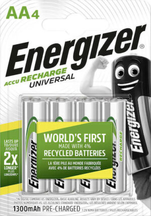 ENERGIZER Universal AA Επαναφορτιζόμενες Μπαταρίες 1300mAh 1.2V 4τμχ
