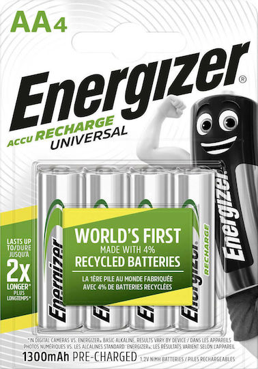 ENERGIZER Universal AA Επαναφορτιζόμενες Μπαταρίες 1300mAh 1.2V 4τμχ 1 ENERGIZER Universal AA Επαναφορτιζόμενες Μπαταρίες 1300mAh 1.2V 4τμχ