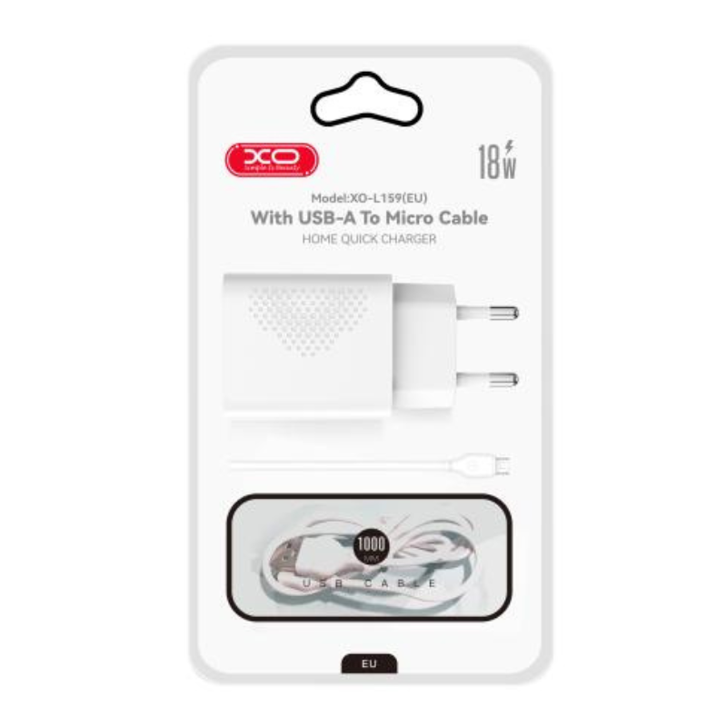 XO L159 QC18W Φορτιστής Γρήγορης Φόρτισης USB-A με Καλώδιο Micro USB 2 XO L159 QC18W Φορτιστής Γρήγορης Φόρτισης USB-A με Καλώδιο Micro USB - Image 2