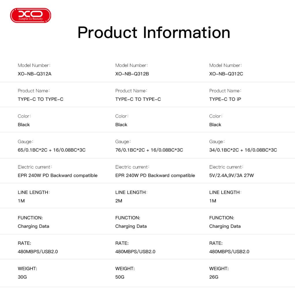 XO NB-Q312A Καλώδιο Φόρτισης & Δεδομένων USB Type-C σε Type-C 240W 1μ 7 XO NB-Q312A Καλώδιο Φόρτισης & Δεδομένων USB Type-C σε Type-C 240W 1μ - Image 7