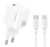 USAMS φορτιστής τοίχου CC262 με καλώδιο USB-C, 30W, GaN, λευκός
