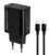 POWERTECH φορτιστής τοίχου PT-1638 με καλώδιο, USB/USB-C, 30W, GaN, μαύρος